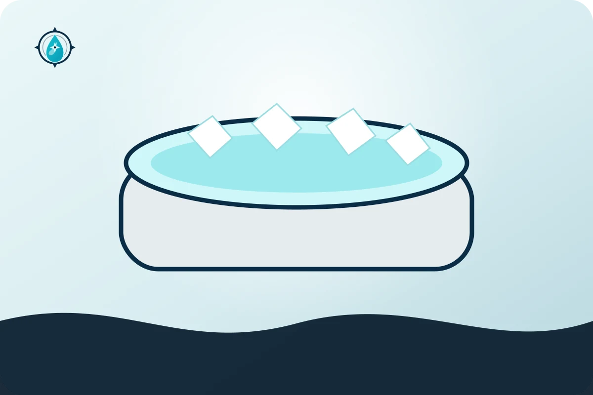 Illustration of a simple ice bath filled with water and ice